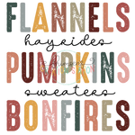 Flannels Hayrides Pumpkins Sweater Bonfires Gang Sheet