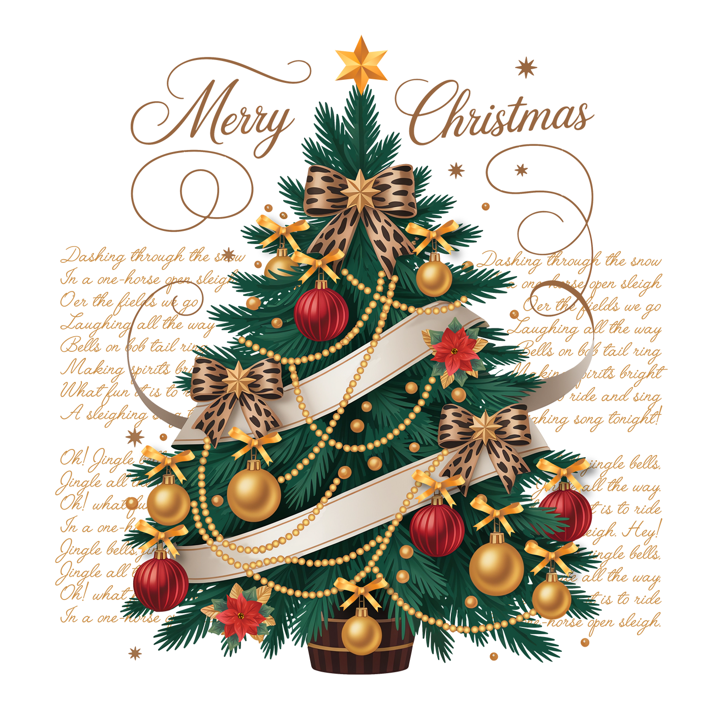 Merry Christmas Tree Gold