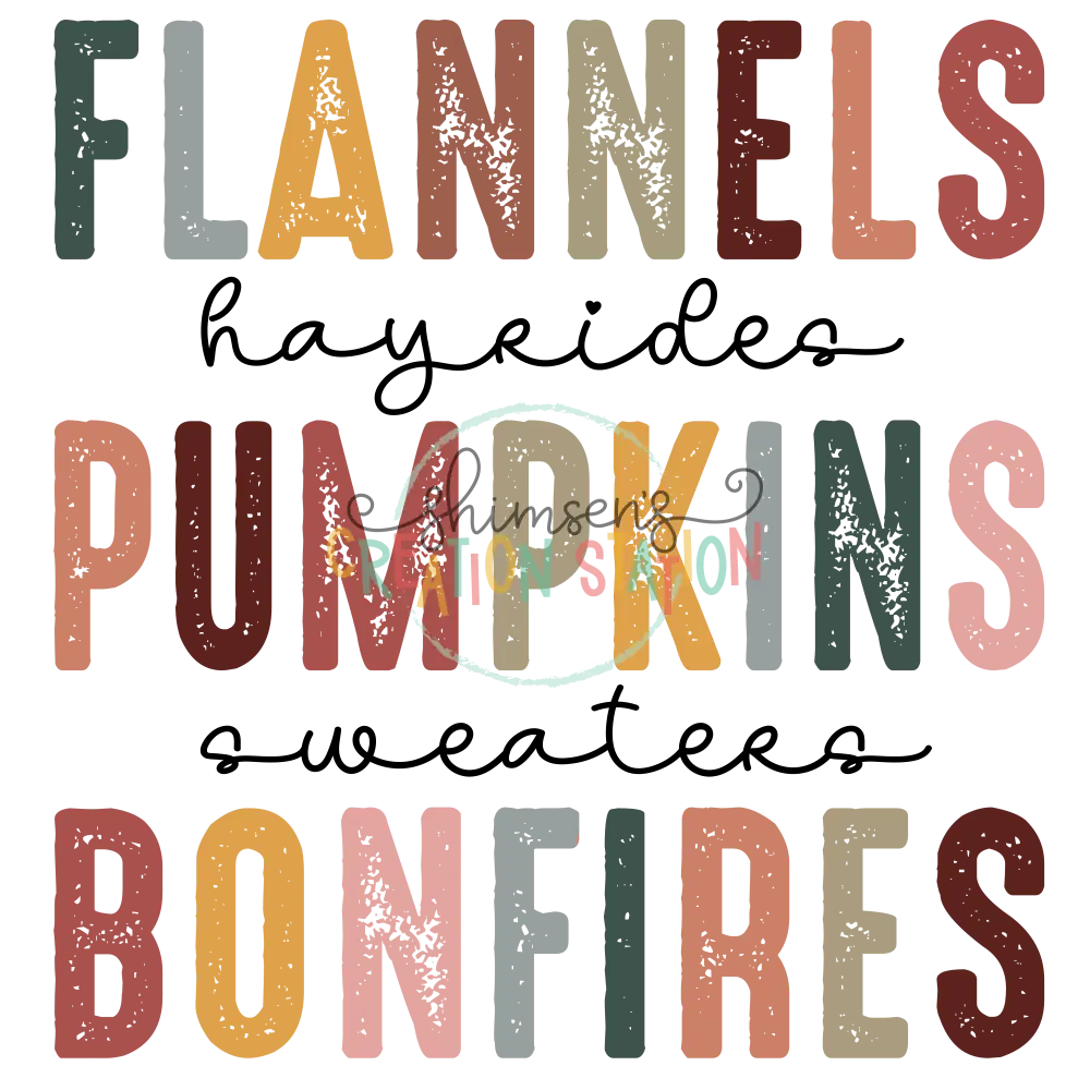 Flannels Hayrides Pumpkins Sweater Bonfires Gang Sheet
