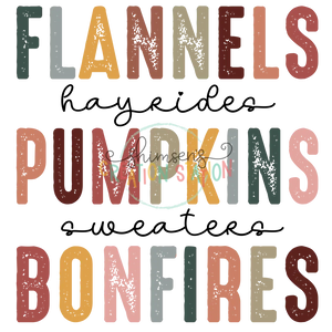 Flannels Hayrides Pumpkins Sweater Bonfires Gang Sheet