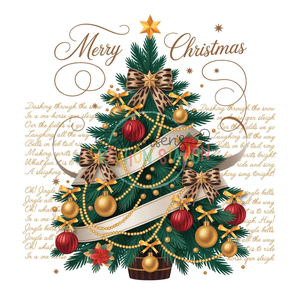 Merry Christmas Tree Gold Gang Sheet