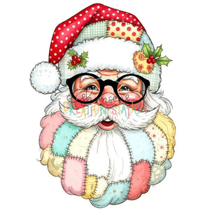 Patchwork Santa Black Specs Gang Sheet