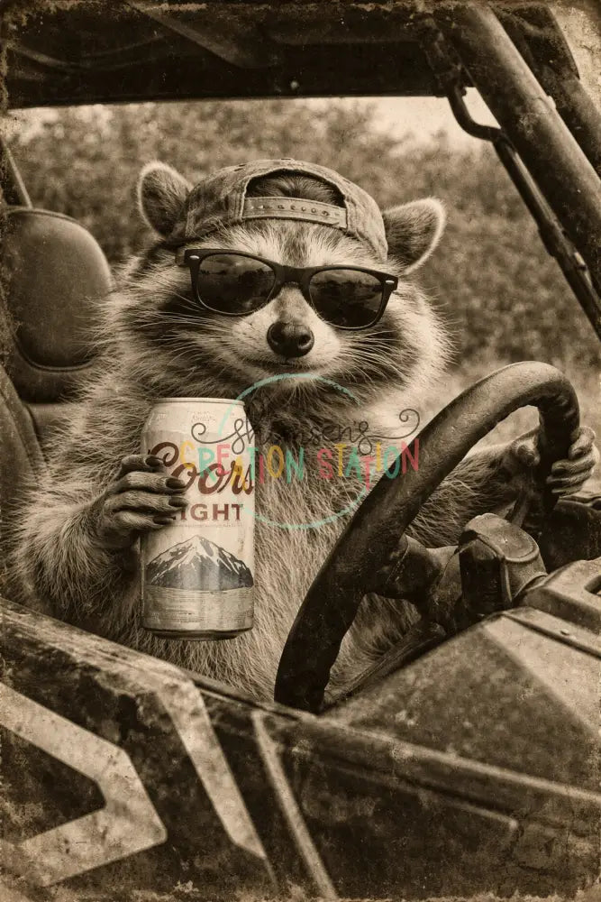 Raccoon meme Vintage SXS Gang Sheet